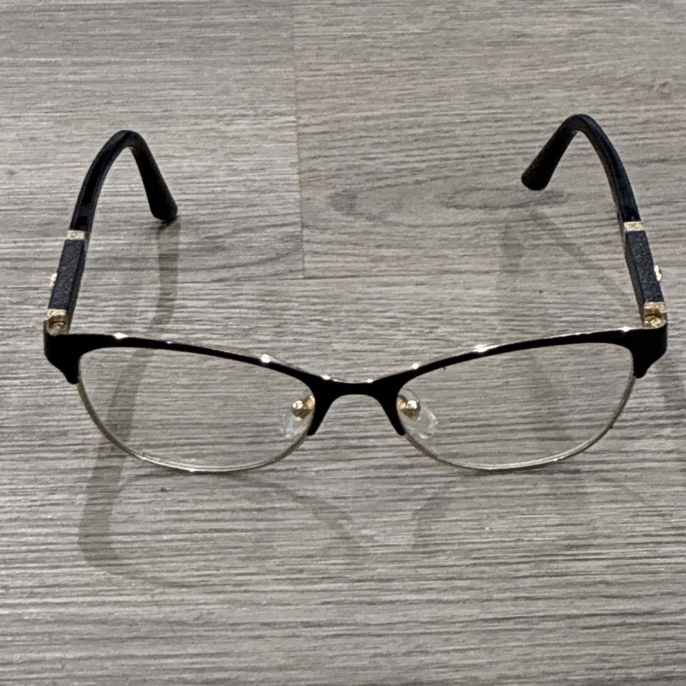 Versace Eyeglasses MOD. 1233-Q 1366 Black/Gold Cat Eye Frame Italy 53-17 140